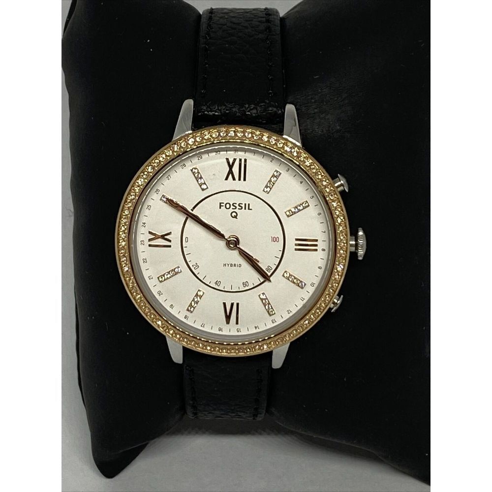 Fossil FTW5011 Women's Black Leather White Analog Dial Hybrid Smartwatch XX762